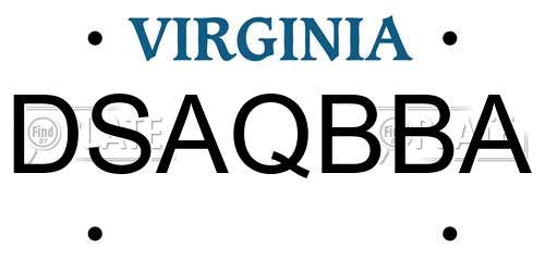 DSAQBBA Virginia License Plate