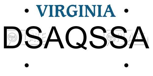 DSAQSSA Virginia License Plate