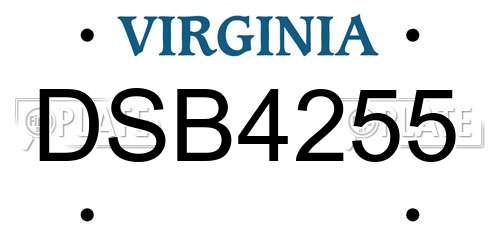 DSB4255 Virginia License Plate