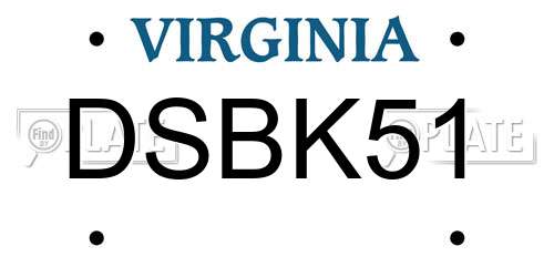 DSBK51 Virginia License Plate
