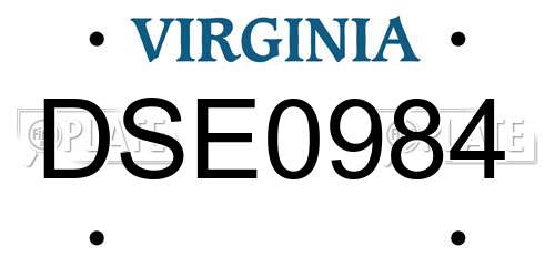 DSE0984 Virginia License Plate