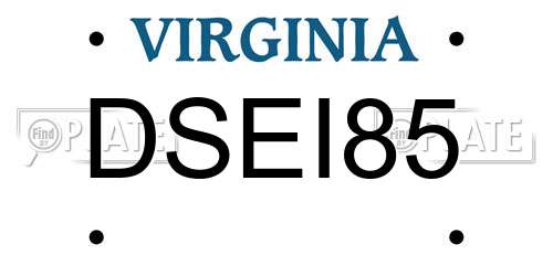 DSEI85 Virginia License Plate