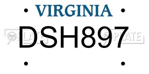 DSH897 Virginia License Plate