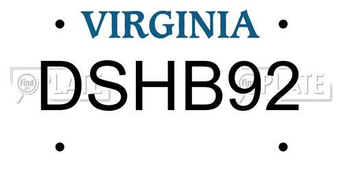 DSHB92 Virginia License Plate