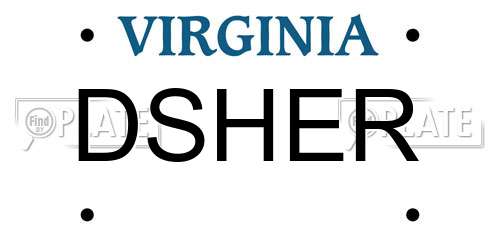 DSHER Virginia License Plate