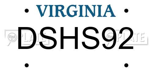 DSHS92 Virginia License Plate