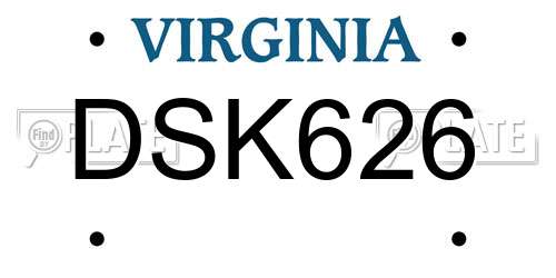 DSK626 Virginia License Plate