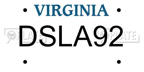 DSLA92 Virginia License Plate