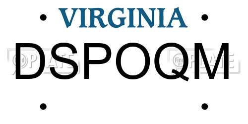 DSPOQM Virginia License Plate