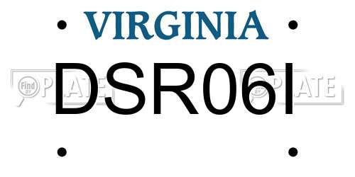 DSR06I Virginia License Plate