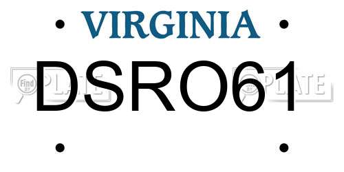 DSRO61 Virginia License Plate
