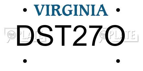 DST27O Virginia License Plate