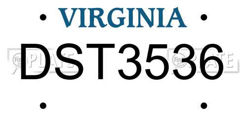 DST3536 Virginia License Plate