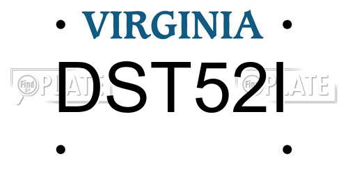 DST52I Virginia License Plate