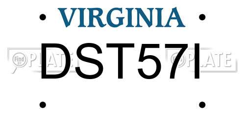 DST57I Virginia License Plate