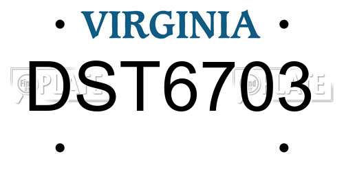 DST6703 Virginia License Plate