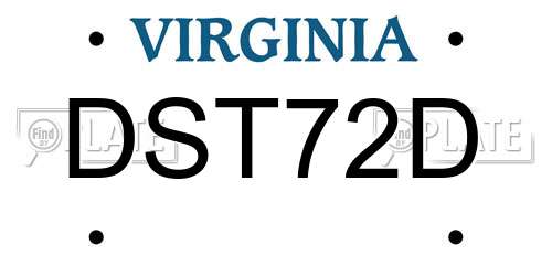 DST72D Virginia License Plate
