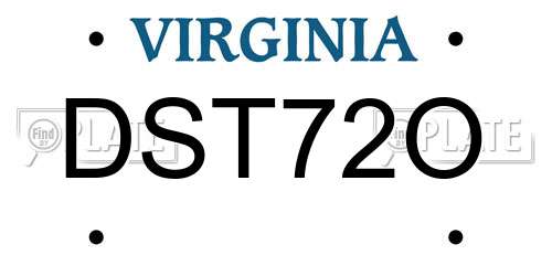DST72O Virginia License Plate