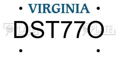 DST77O Virginia License Plate