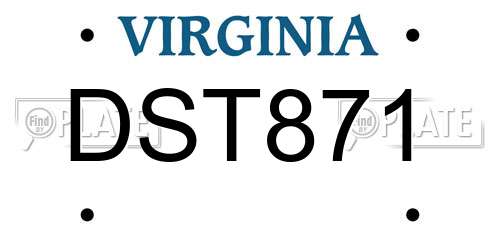 DST871 Virginia License Plate