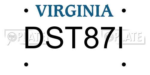DST87I Virginia License Plate