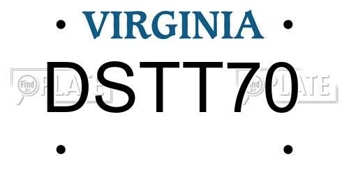 DSTT70 Virginia License Plate