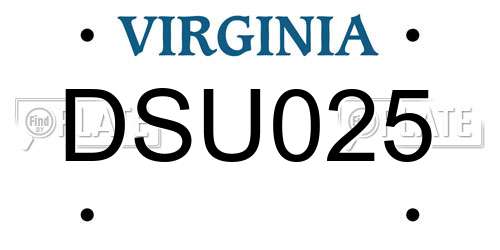 DSU025 Virginia License Plate