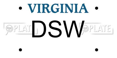 DSW Virginia License Plate