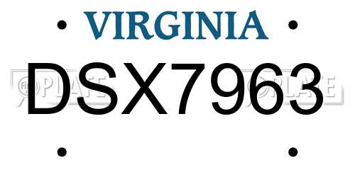 DSX7963 Virginia License Plate