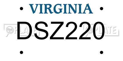 DSZ220 Virginia License Plate