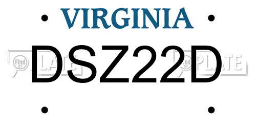 DSZ22D Virginia License Plate