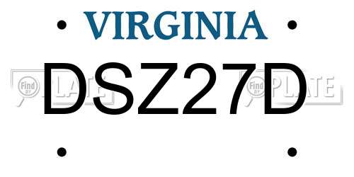 DSZ27D Virginia License Plate