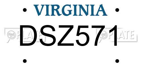 DSZ571 Virginia License Plate