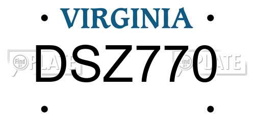 DSZ770 Virginia License Plate