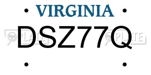 DSZ77Q Virginia License Plate