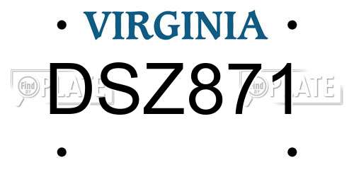 DSZ871 Virginia License Plate