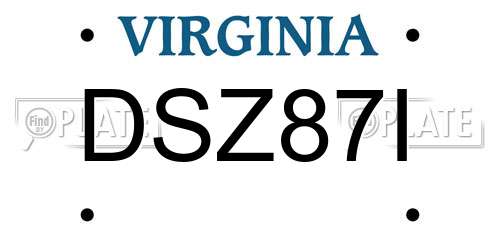 DSZ87I Virginia License Plate