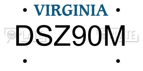 DSZ90M Virginia License Plate