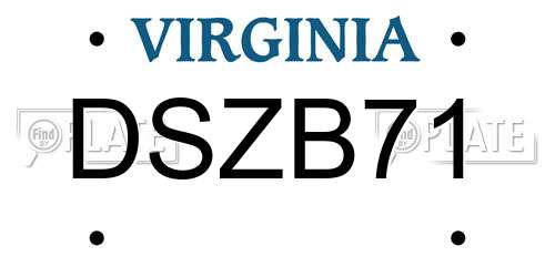 DSZB71 Virginia License Plate