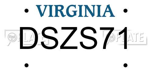 DSZS71 Virginia License Plate