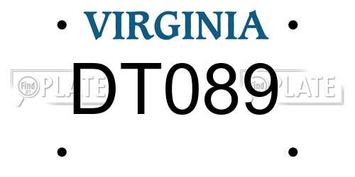 DT089 Virginia License Plate