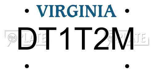 DT1T2M Virginia License Plate
