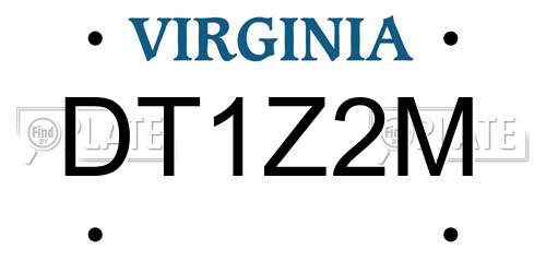 DT1Z2M Virginia License Plate