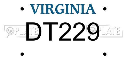 DT229 Virginia License Plate