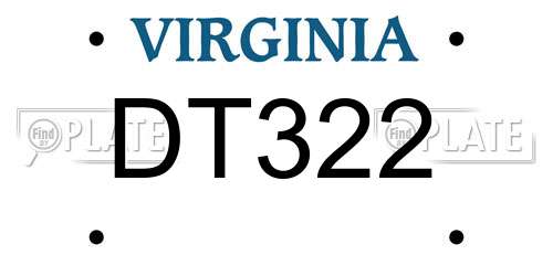 DT322 Virginia License Plate