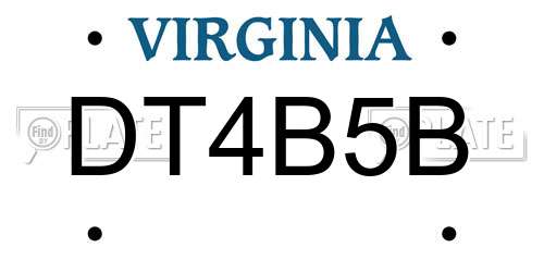 DT4B5B Virginia License Plate