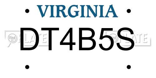 DT4B5S Virginia License Plate