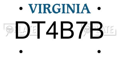 DT4B7B Virginia License Plate