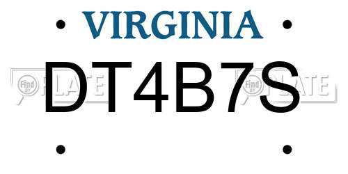 DT4B7S Virginia License Plate