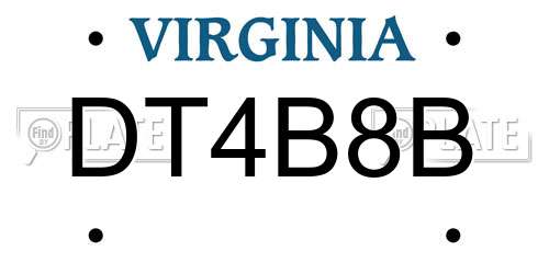 DT4B8B Virginia License Plate